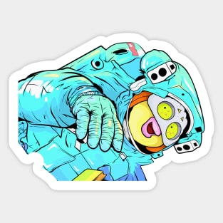 Dope Slluks astronaut guy floating in space illustration Sticker